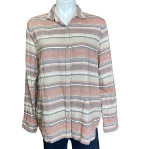 NORTH RIVER OUTFITTERS Striped Button Down Long Sleeve Cotton Top XL